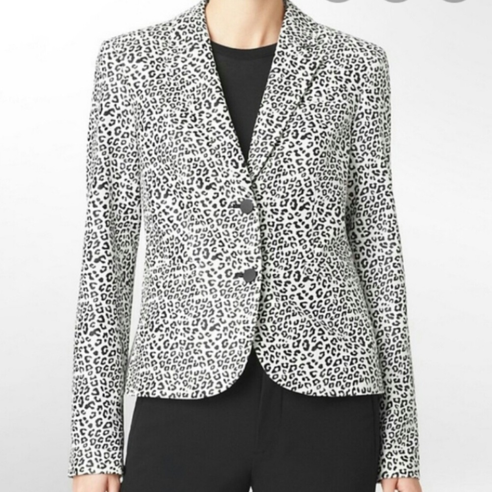 Calvin Klein Leopard Print Blazer Black & …